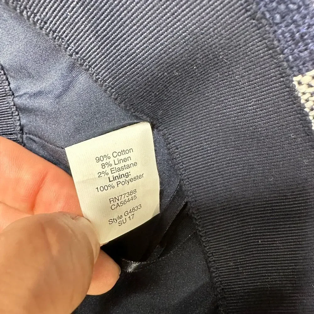 J. Crew Navy & White Gingham Buffalo Plaid Checked Pencil Skirt Size 00 - Picture 8 of 8